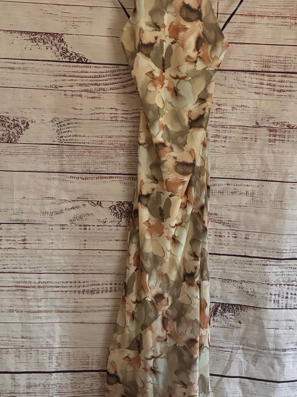 Forever 21 Floral Satin Slip Dress in Beige and Olive Size Small